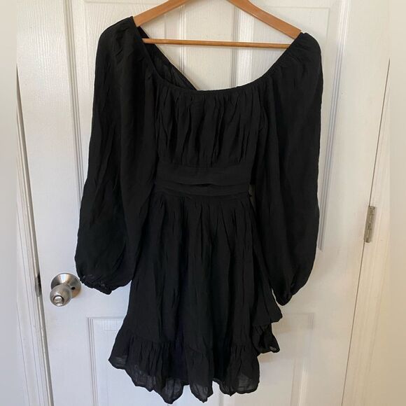 Amazon Essentials Dresses & Skirts - NEW BLACK RUFFLED DRESS LONG SLEEVE LINED large